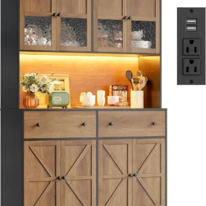 71" Farmhouse Pantry with LED Lights