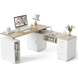 63" L-Shaped Desk with Drawers