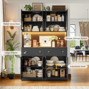 71" Farmhouse Pantry with LED Lights