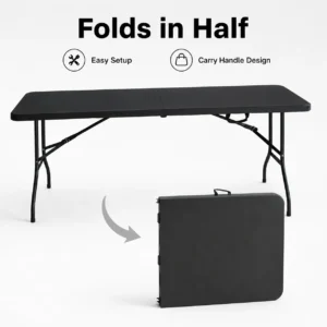 6FT  Folding Table With Carry Handle Black