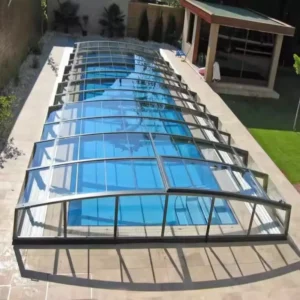 Custom Folding Retractable Pool Cover Windproof Rainproof Outdoor For Home Villa Resort And Sunroom