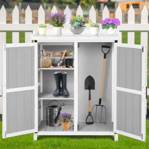 Fir Wood Iron Surface Outdoor Storage Cabinet